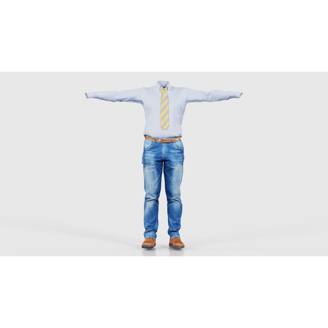 Business Costume 5 3D Model – Low Poly Character with PBR Textures, FBX - View 17