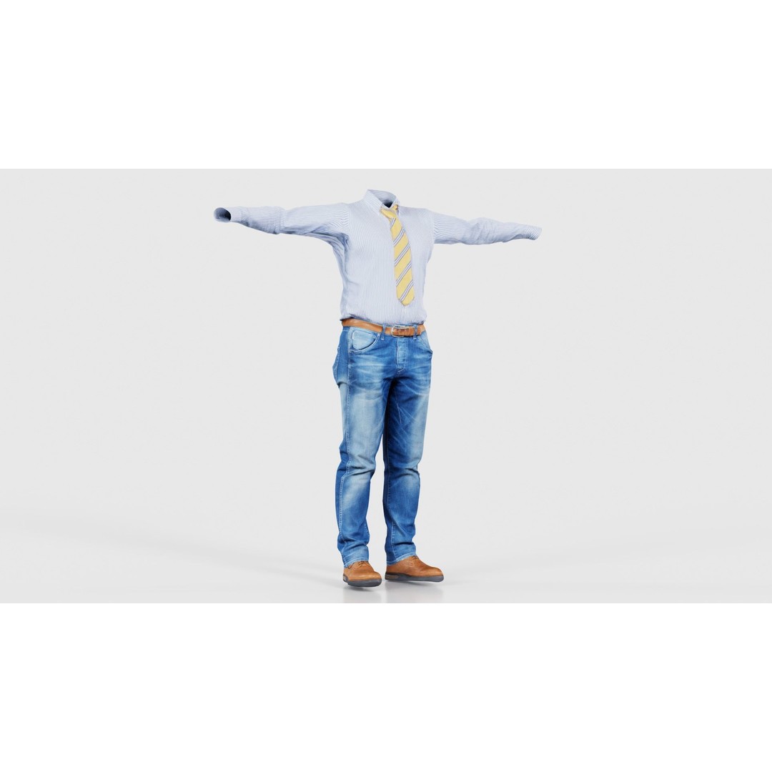 Business Costume 5 3D Model – Low Poly Character with PBR Textures, FBX - View 18