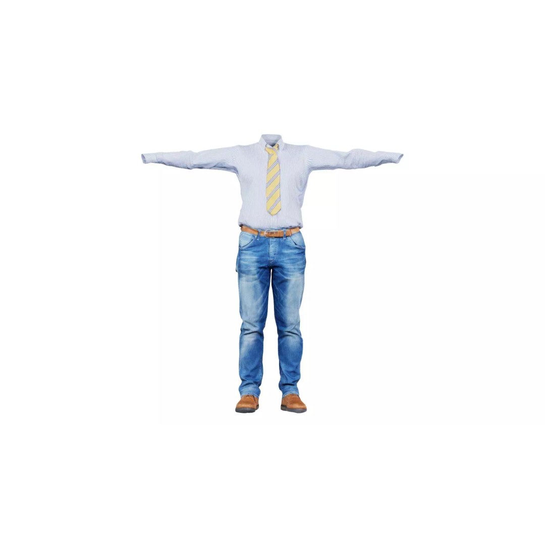 Business Costume 5 3D Model – Low Poly Character with PBR Textures, FBX - View 2