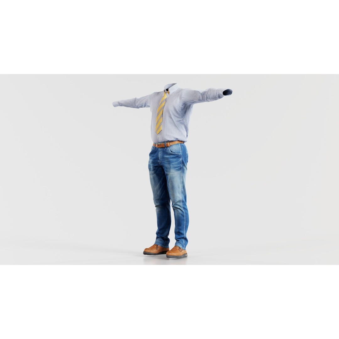 Business Costume 5 3D Model – Low Poly Character with PBR Textures, FBX - View 4