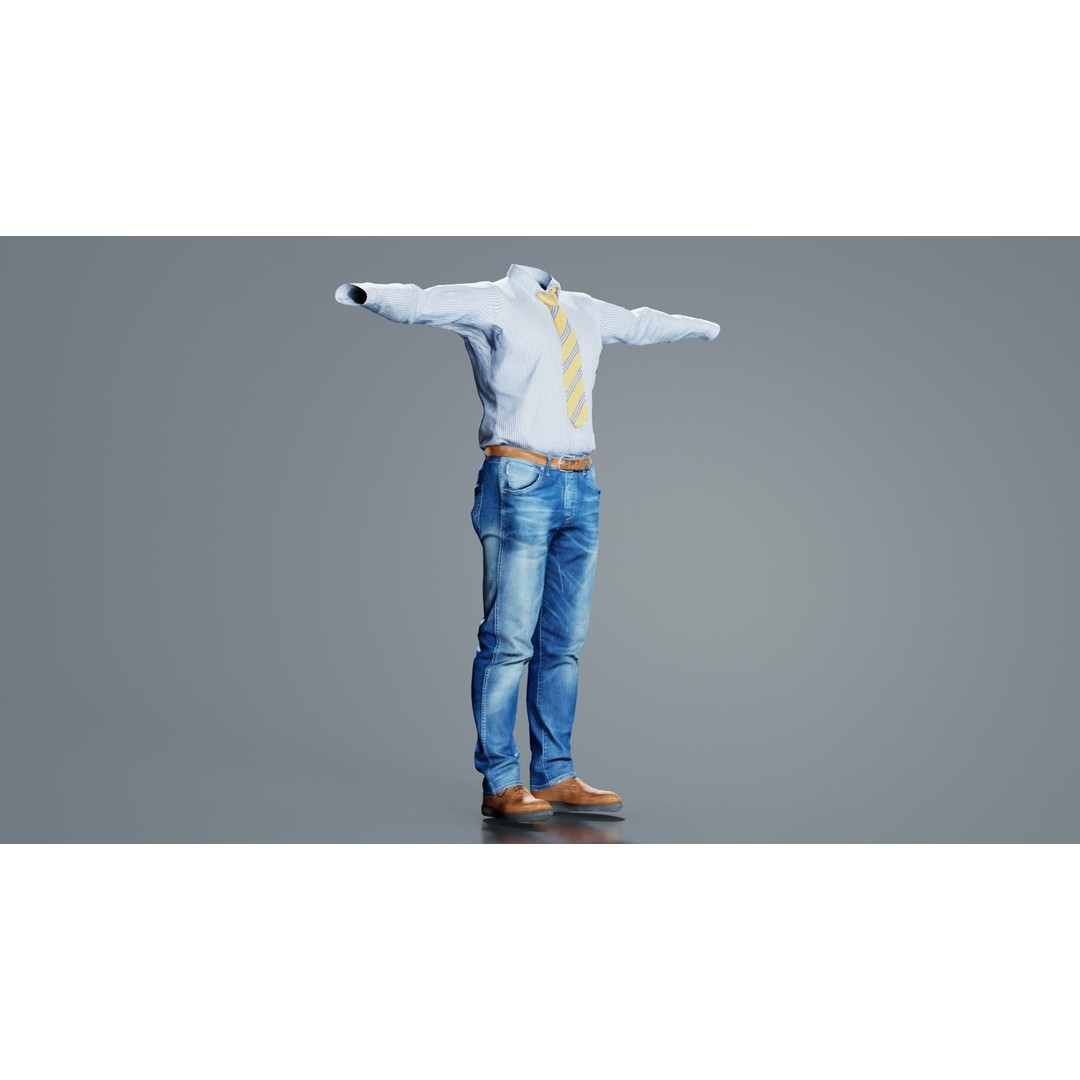 Business Costume 5 3D Model – Low Poly Character with PBR Textures, FBX - View 7