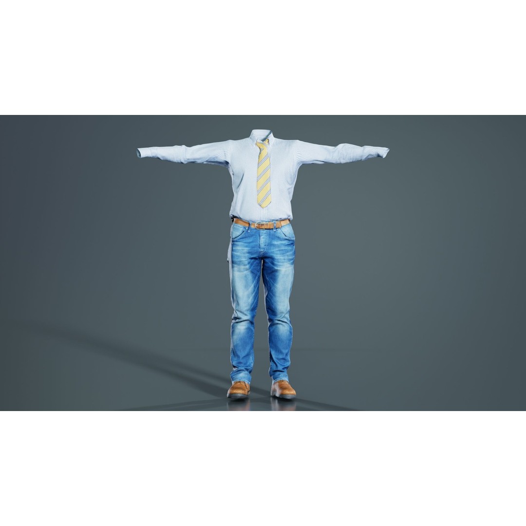 Business Costume 5 3D Model – Low Poly Character with PBR Textures, FBX - View 8