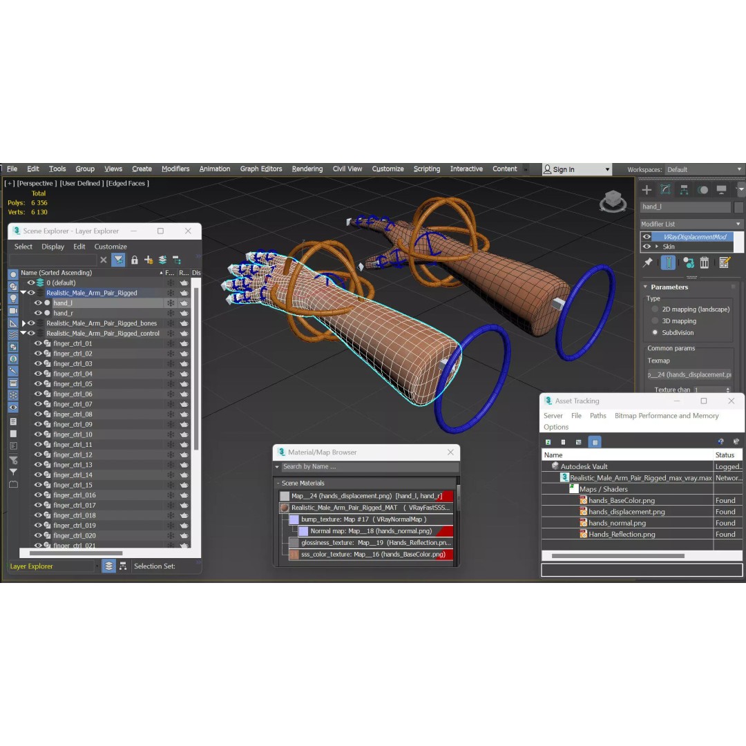 Realistic Male Arm Pair 3D Model – Rigged Anatomical Asset, FBX