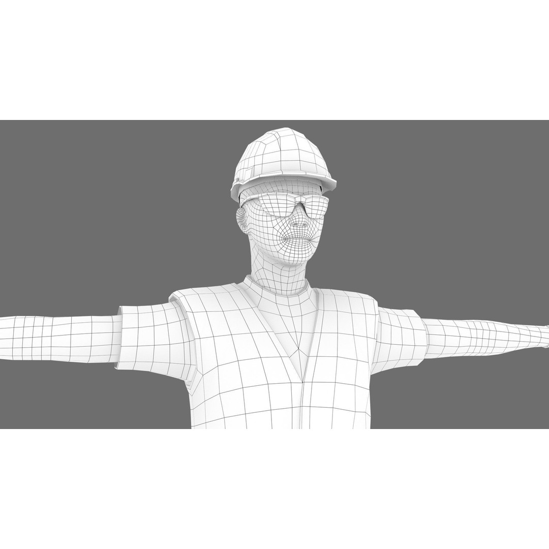Kim Low-Poly 3D Model – Rigged Male Worker for Games, FBX - View 11