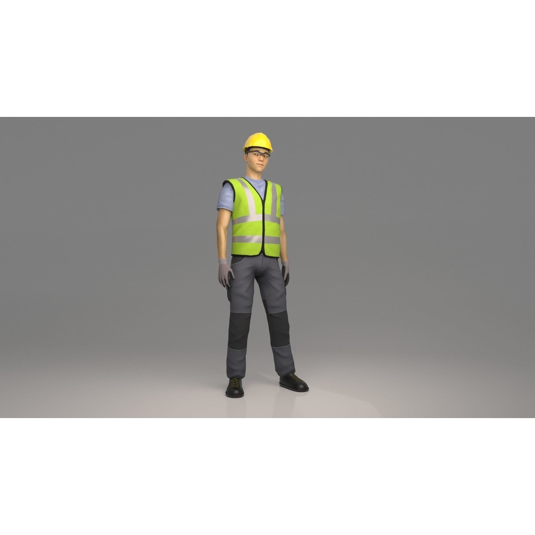 Kim Low-Poly 3D Model – Rigged Male Worker for Games, FBX - View 3