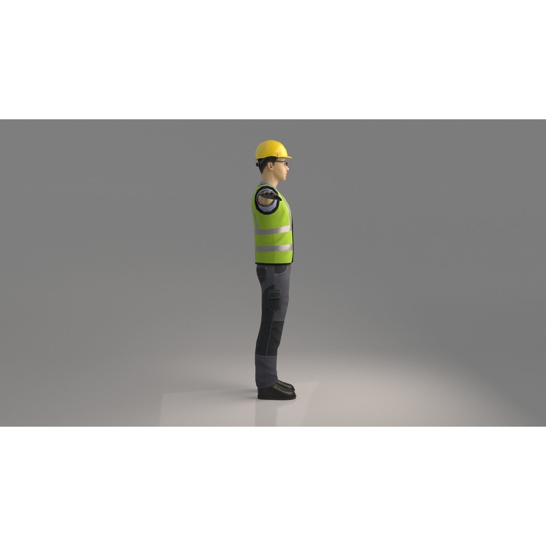 Kim Low-Poly 3D Model – Rigged Male Worker for Games, FBX - View 5
