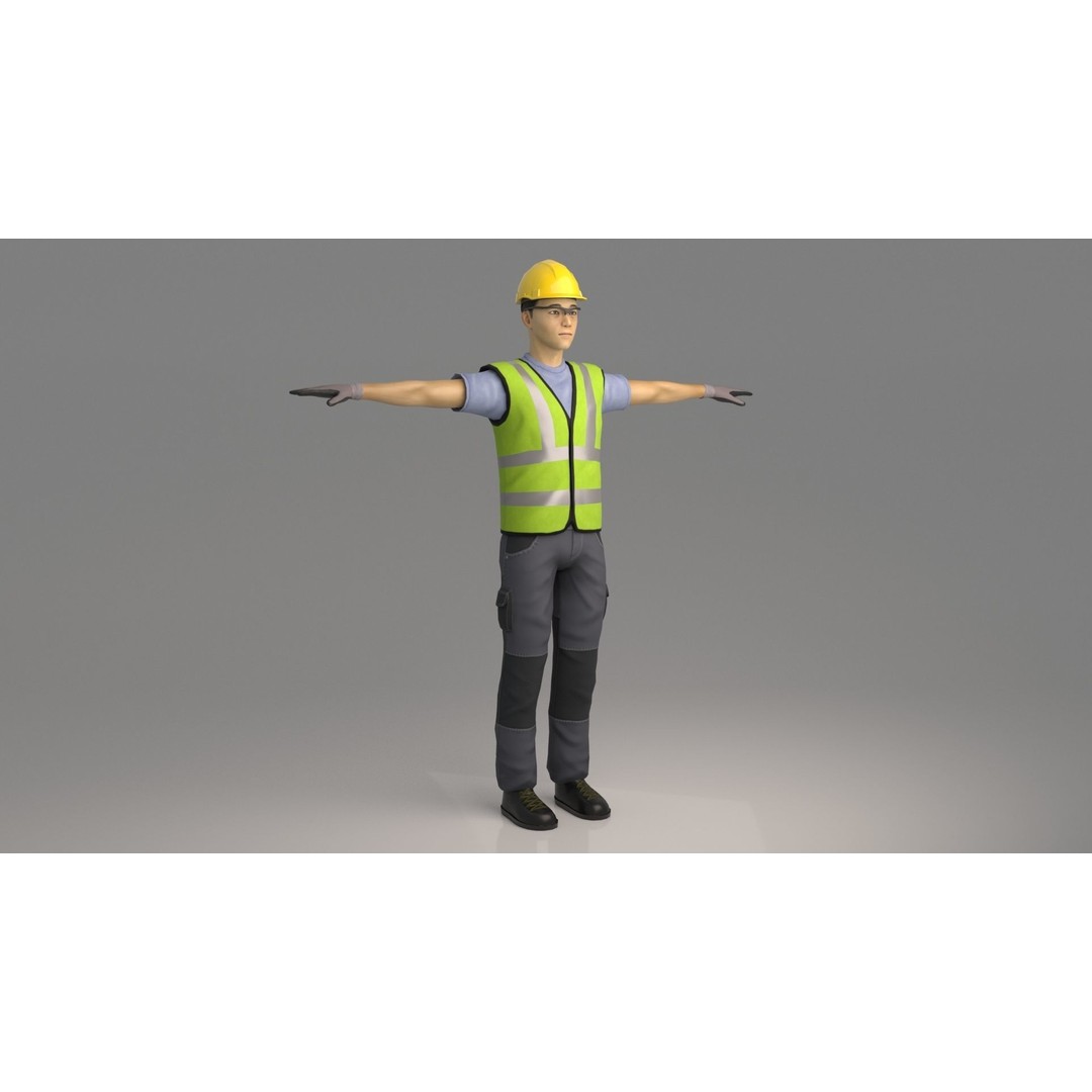 Kim Low-Poly 3D Model – Rigged Male Worker for Games, FBX - View 6