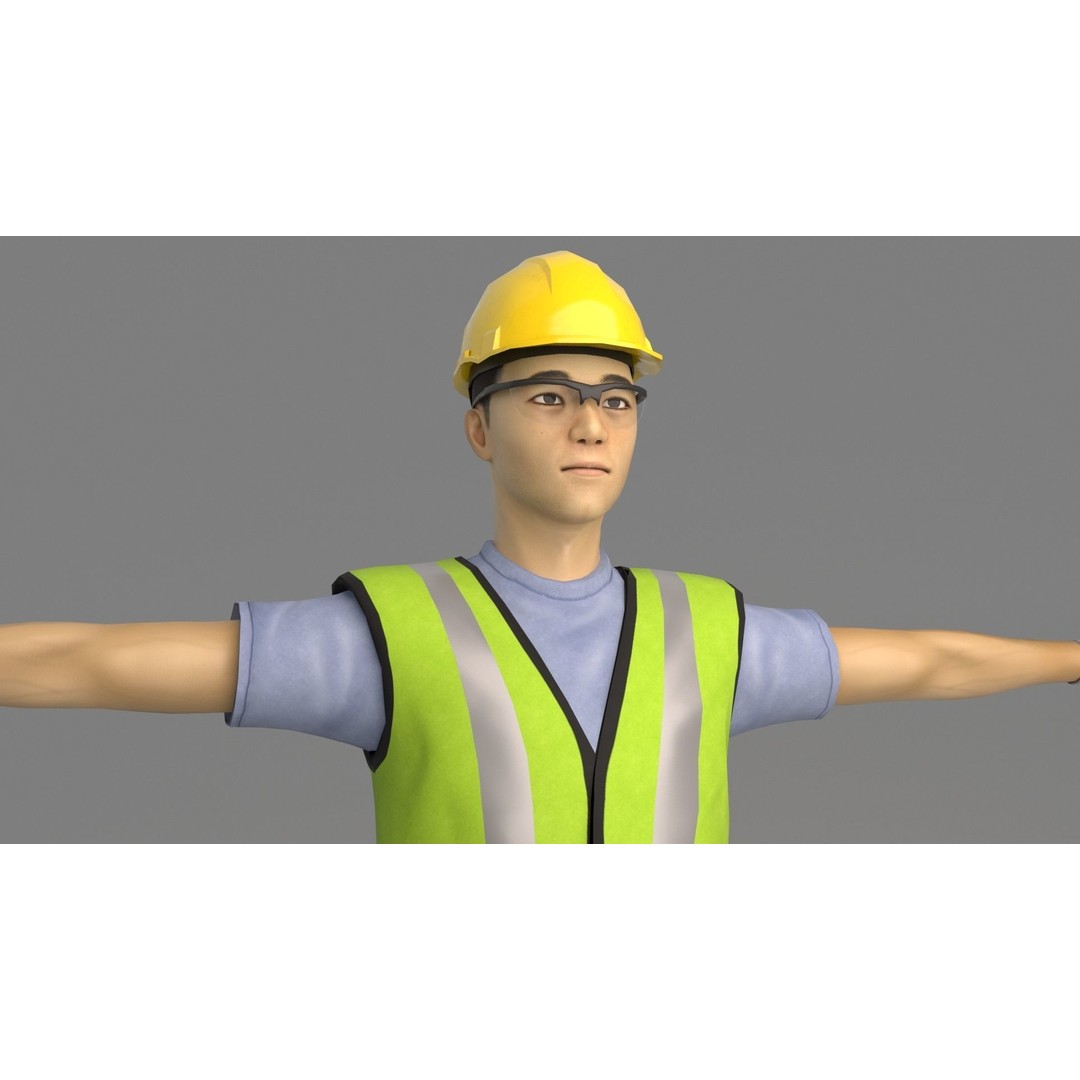 Kim Low-Poly 3D Model – Rigged Male Worker for Games, FBX - View 7
