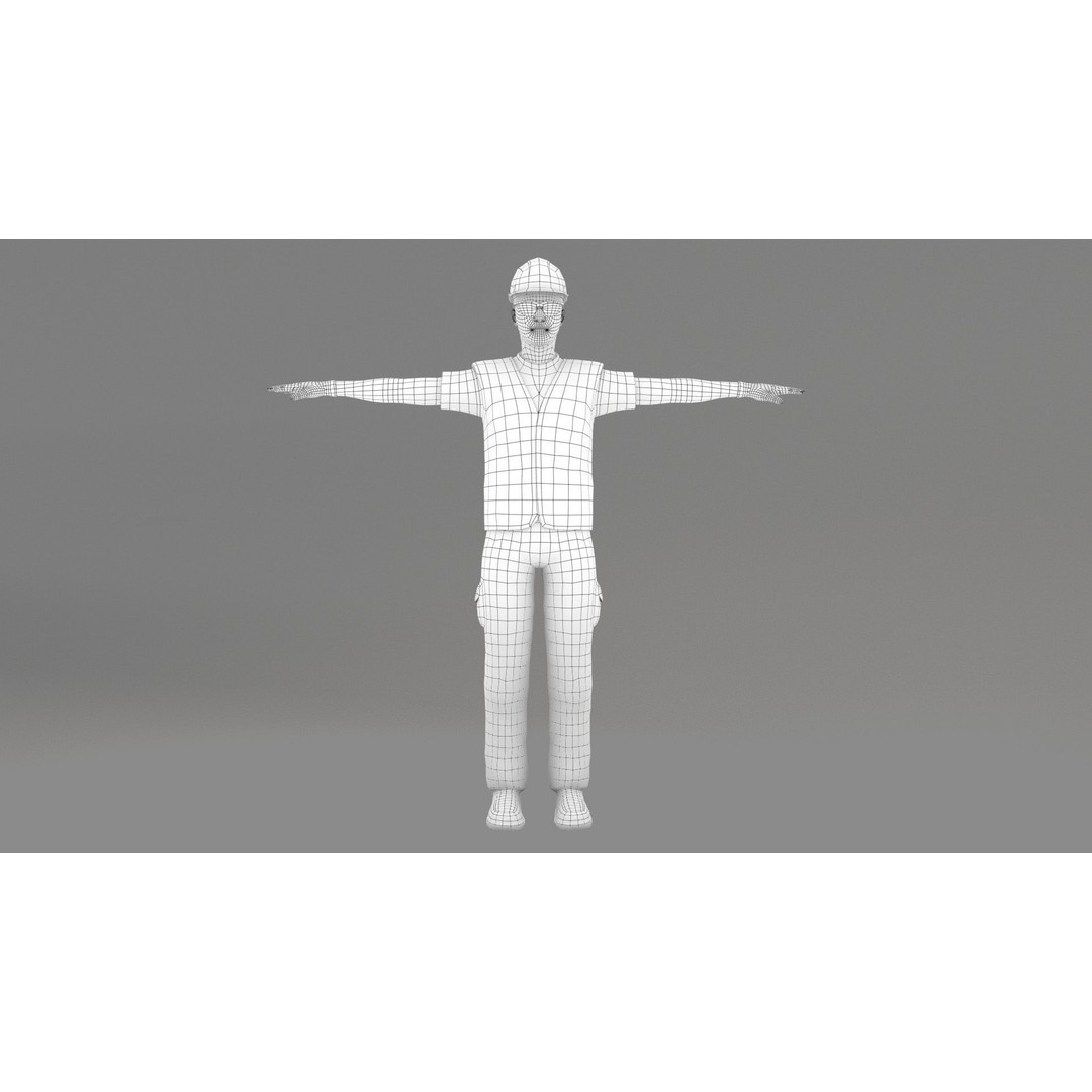 Kim Low-Poly 3D Model – Rigged Male Worker for Games, FBX - View 8