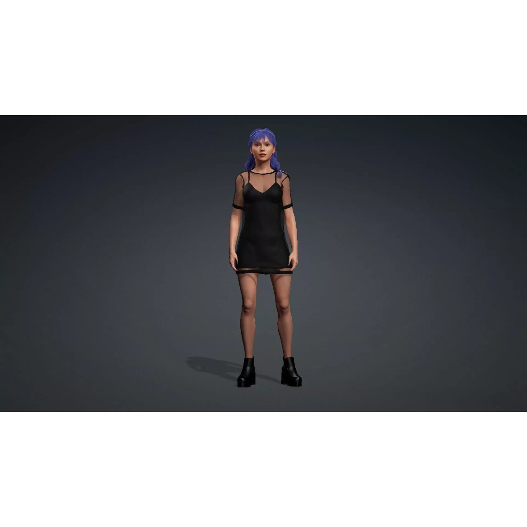 Female Character 3D Model – Realistic Rigged Asset for Animation - View 3