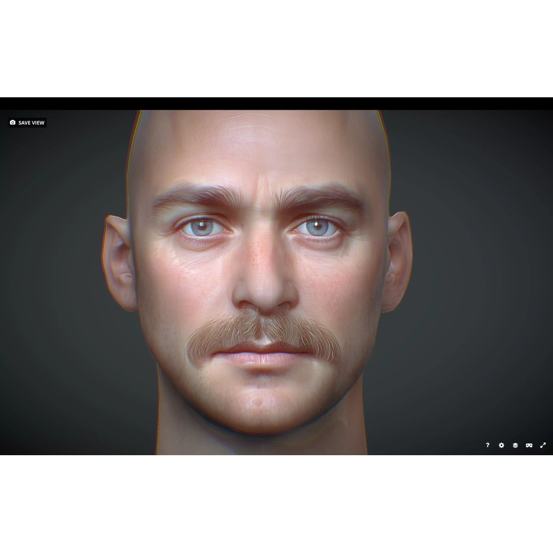 Realistic Male Head 3D Model – Low Poly Game Asset, FBX, PBR - View 2