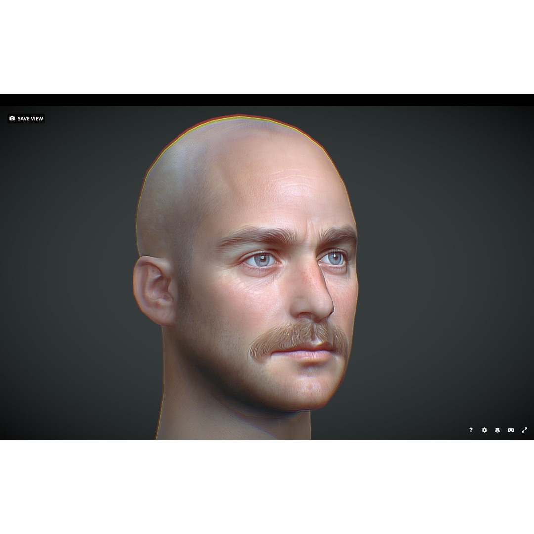 Realistic Male Head 3D Model – Low Poly Game Asset, FBX, PBR - View 4