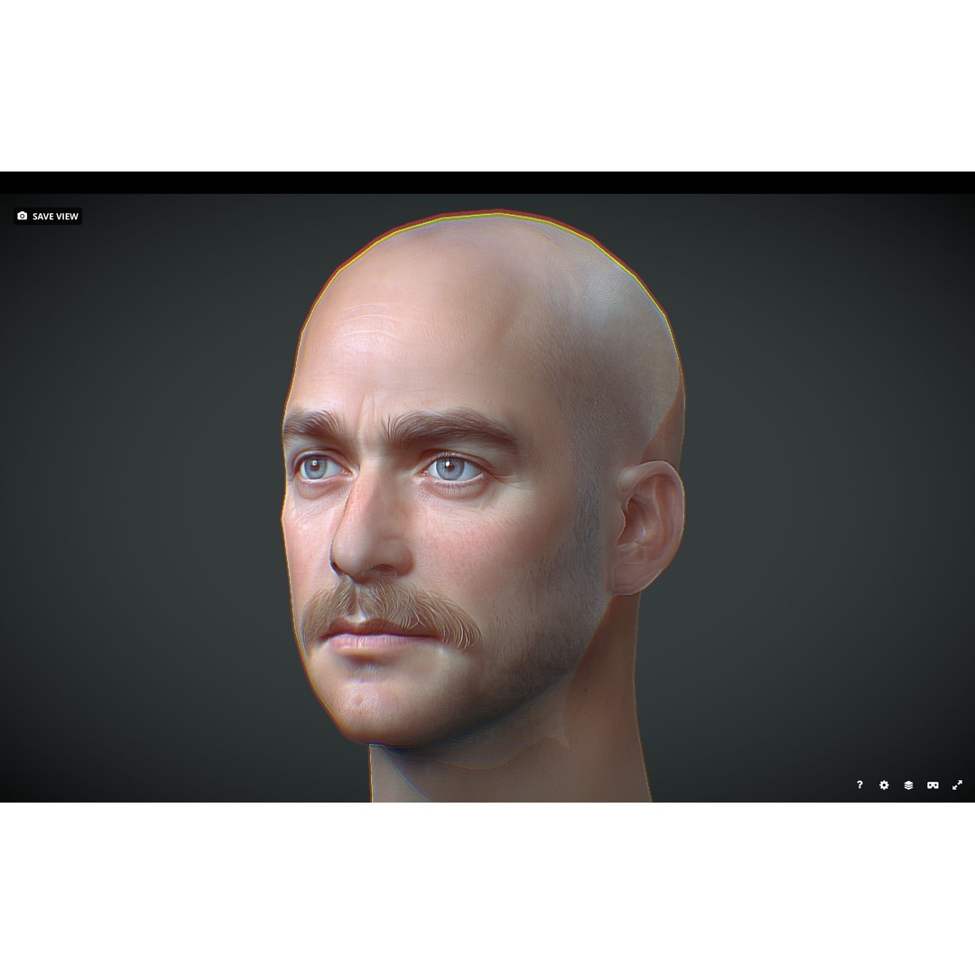 Realistic Male Head 3D Model – Low Poly Game Asset, FBX, PBR - View 5