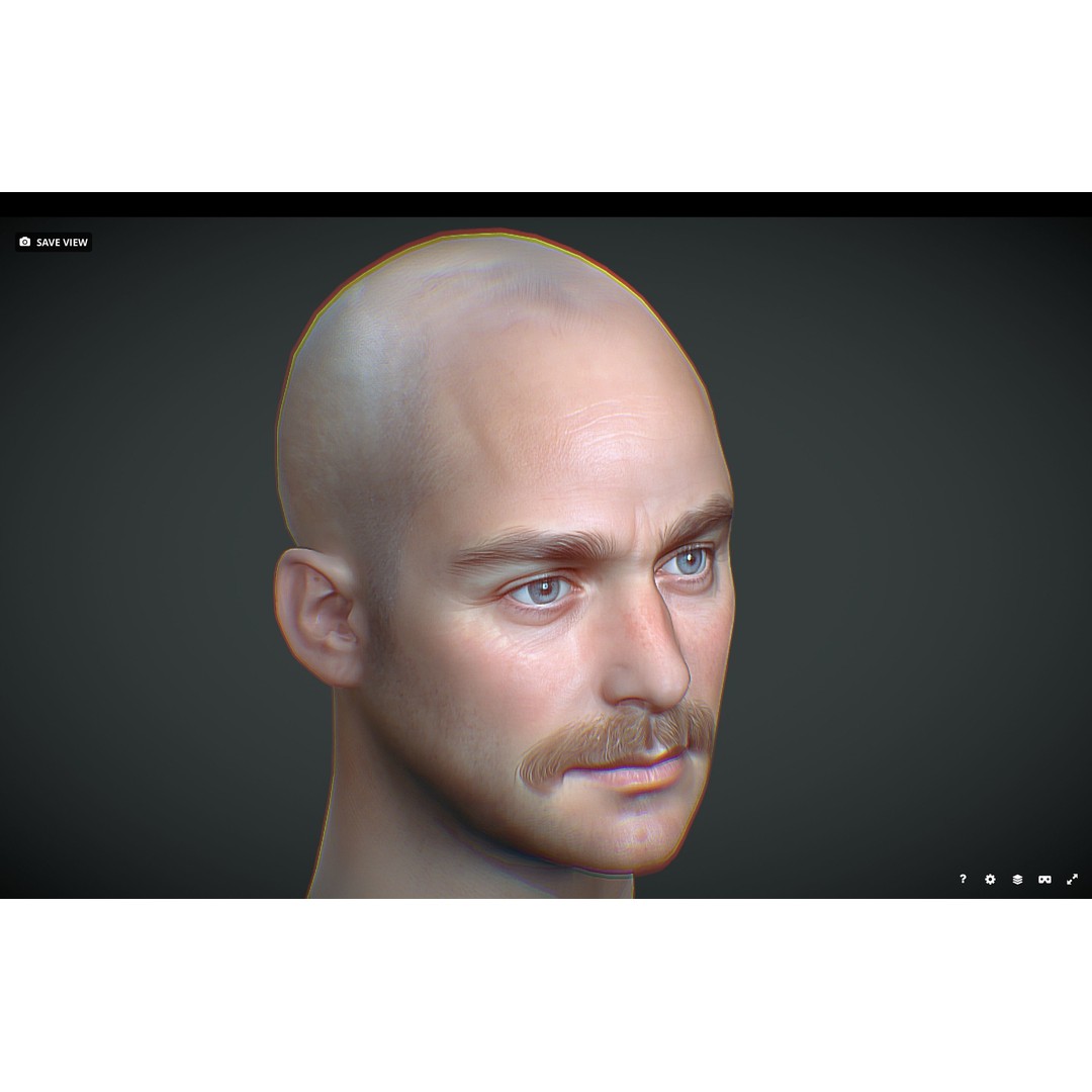 Realistic Male Head 3D Model – Low Poly Game Asset, FBX, PBR - View 6