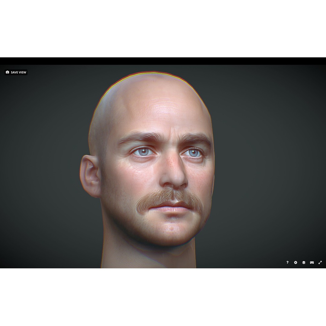 Realistic Male Head 3D Model – Low Poly Game Asset, FBX, PBR - View 8