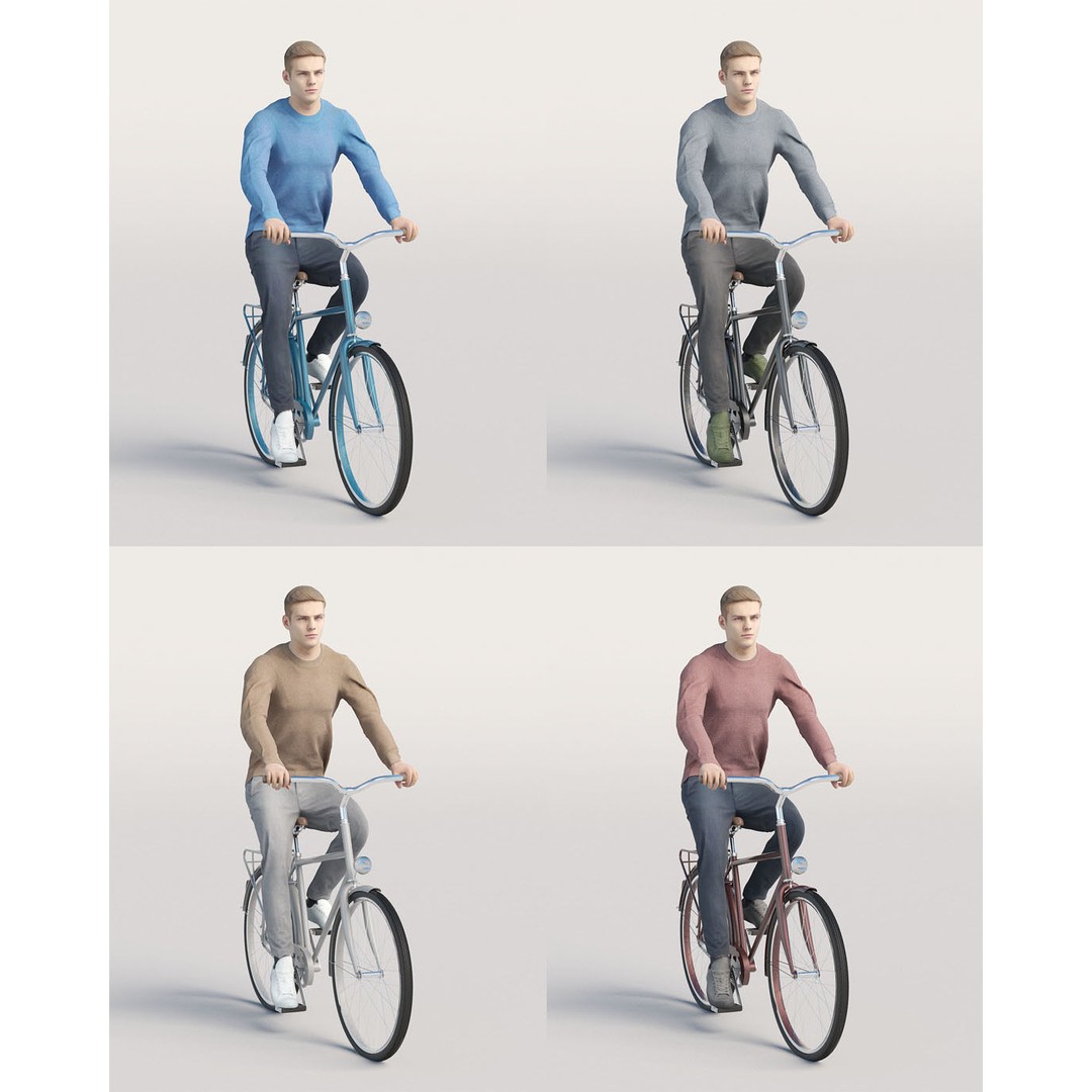 Humano Casual Man 3D Model – Rigged Character in Blue Sweater, FBX