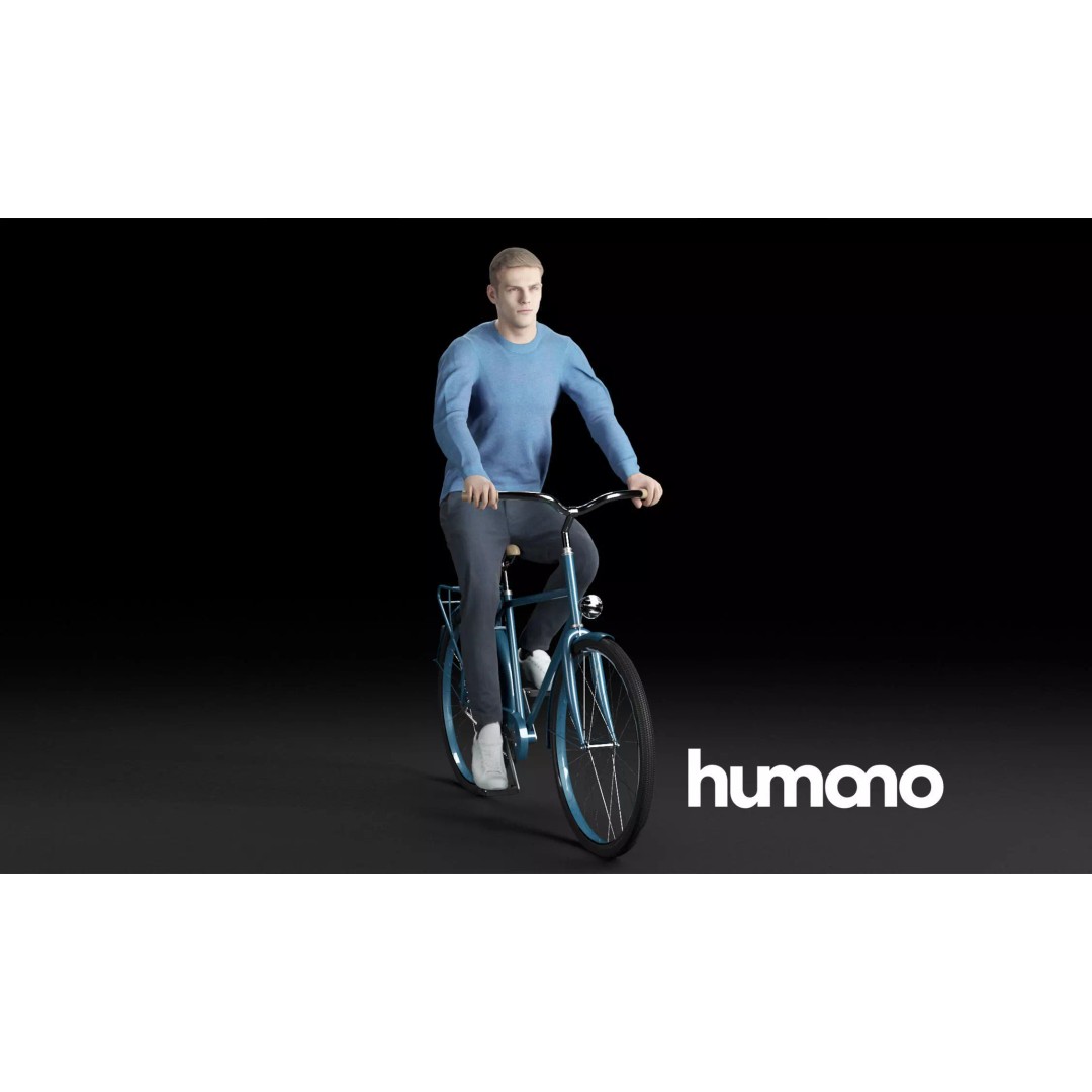 Humano Casual Man 3D Model – Rigged Character in Blue Sweater, FBX - View 2