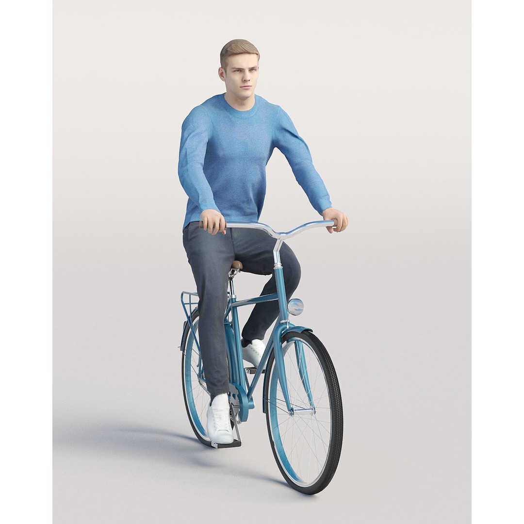 Humano Casual Man 3D Model – Rigged Character in Blue Sweater, FBX - View 3