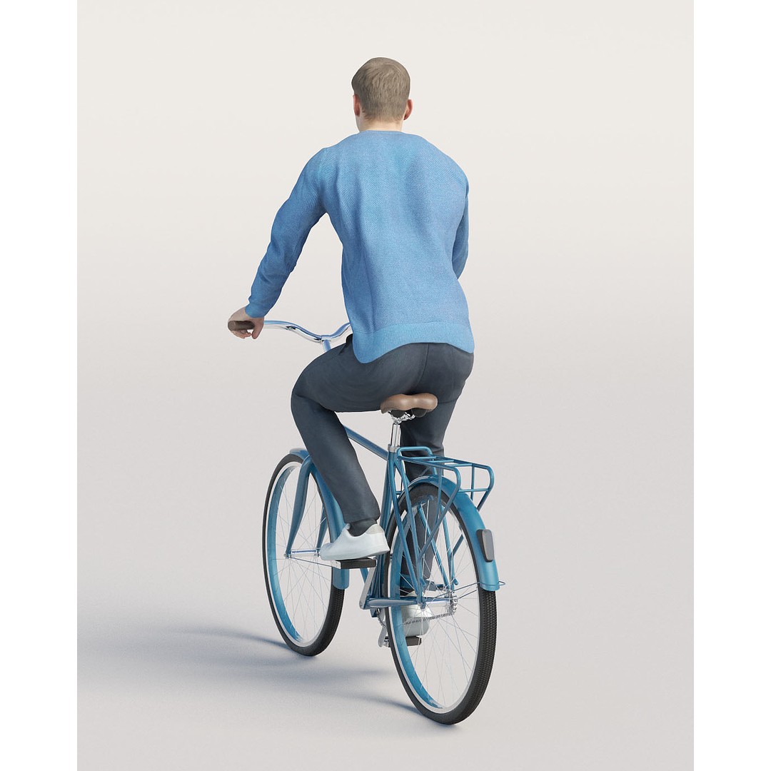 Humano Casual Man 3D Model – Rigged Character in Blue Sweater, FBX - View 4