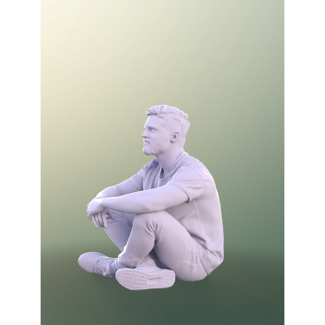 Young Man Sitting 3D Model – Realistic Character, FBX, OBJ