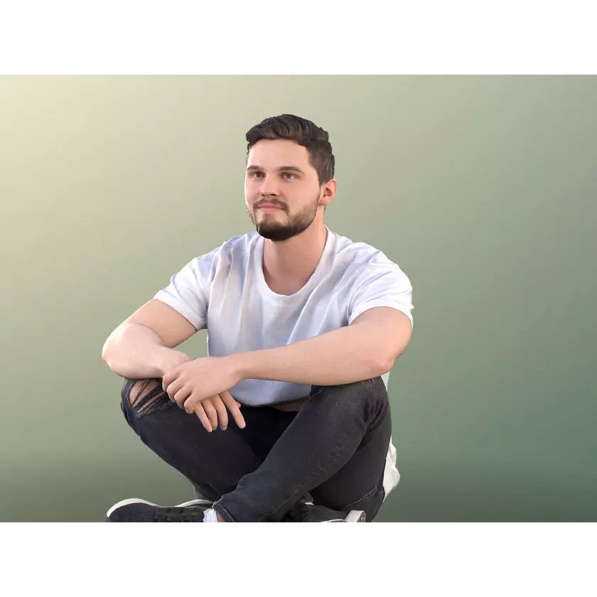Young Man Sitting 3D Model – Realistic Character, FBX, OBJ - View 2