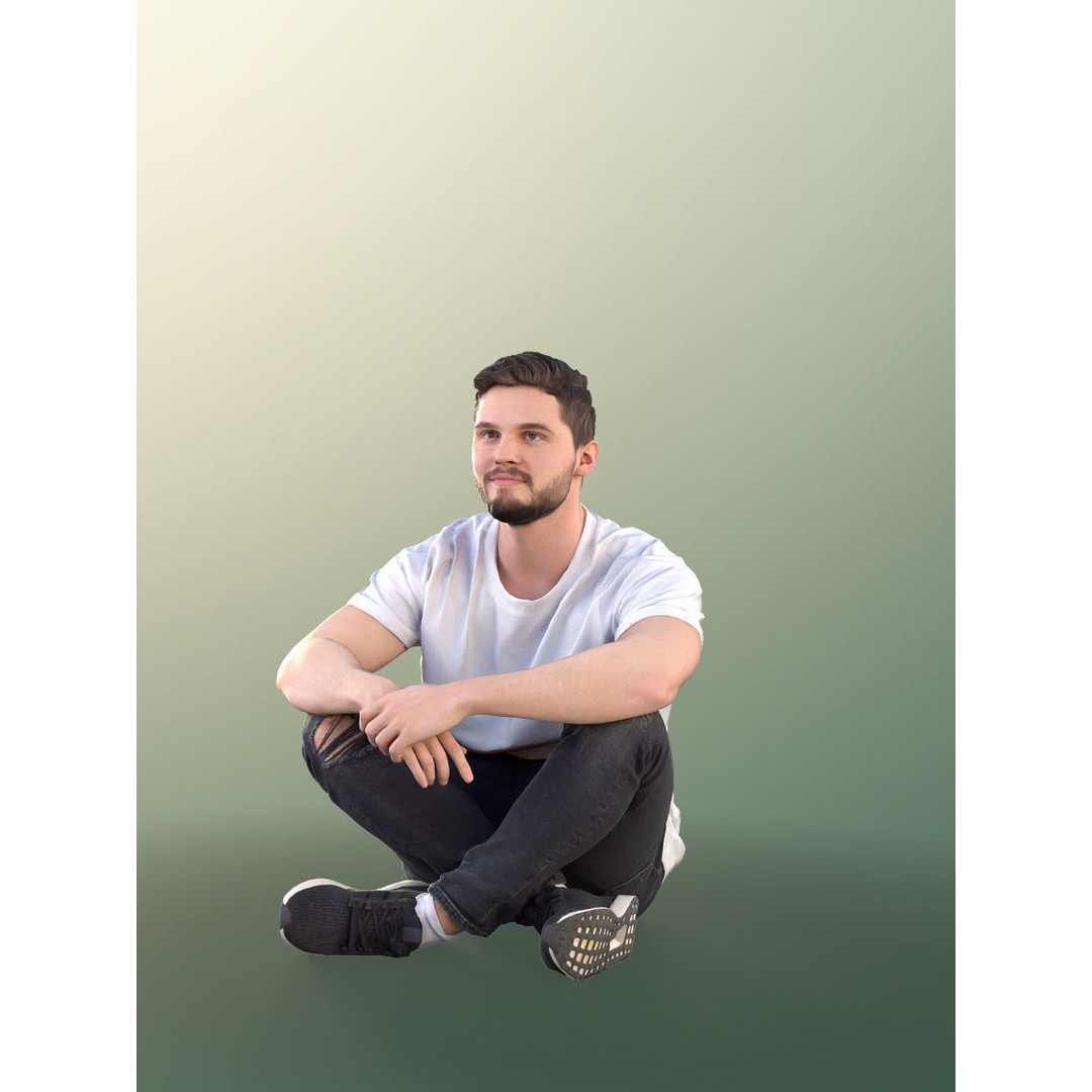 Young Man Sitting 3D Model – Realistic Character, FBX, OBJ - View 3