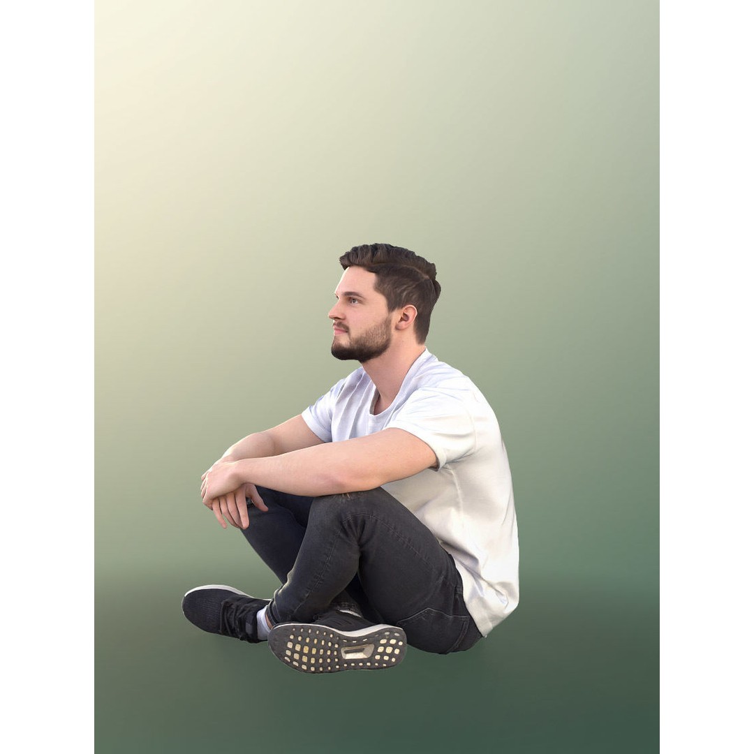 Young Man Sitting 3D Model – Realistic Character, FBX, OBJ - View 4