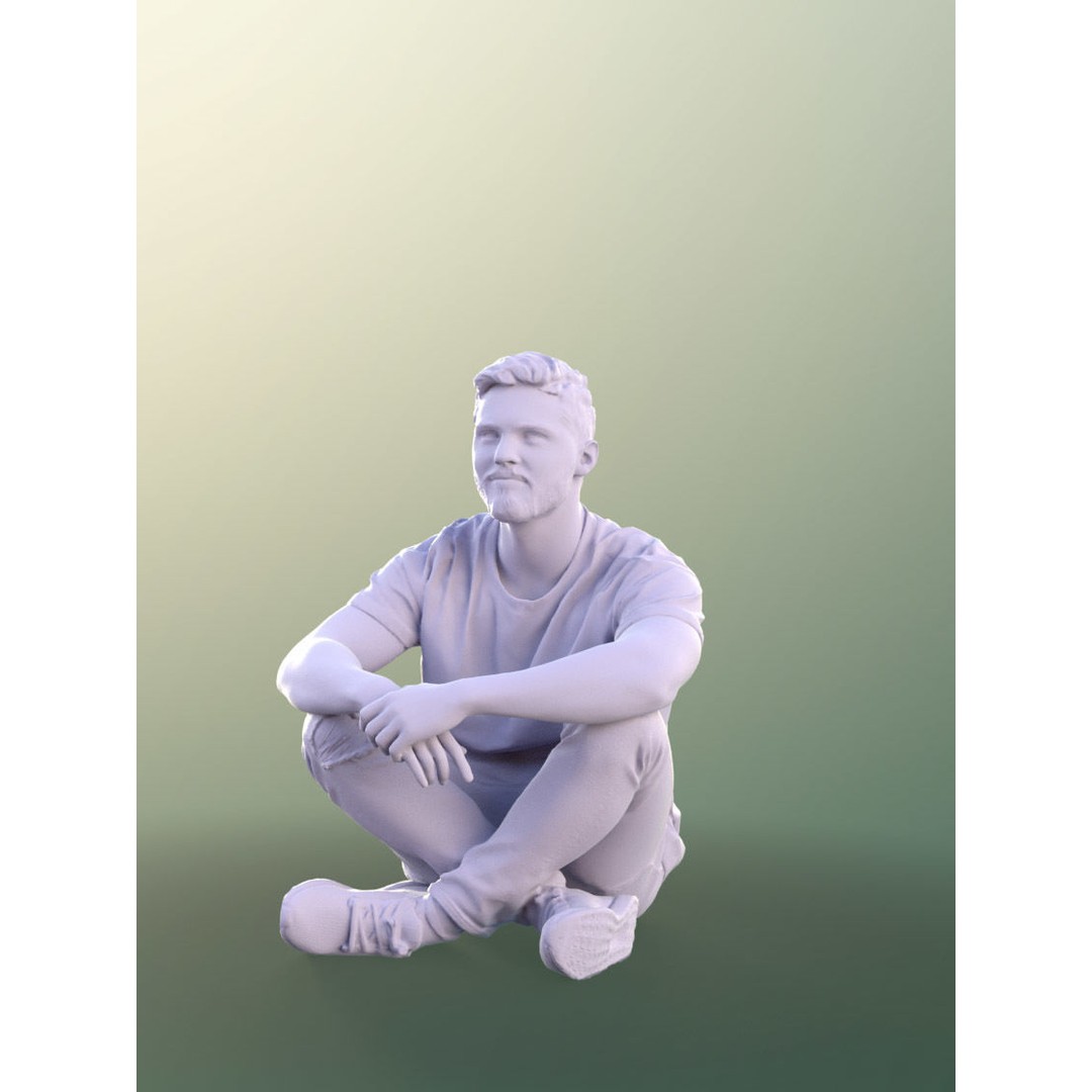 Young Man Sitting 3D Model – Realistic Character, FBX, OBJ - View 5