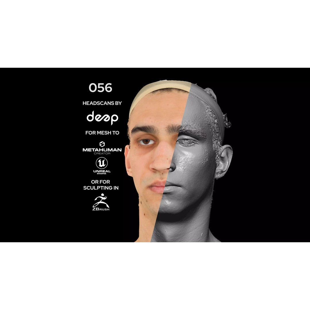European Male 30s Head Scan 3D Model – High Poly Photogrammetry Asset, FBX - View 2