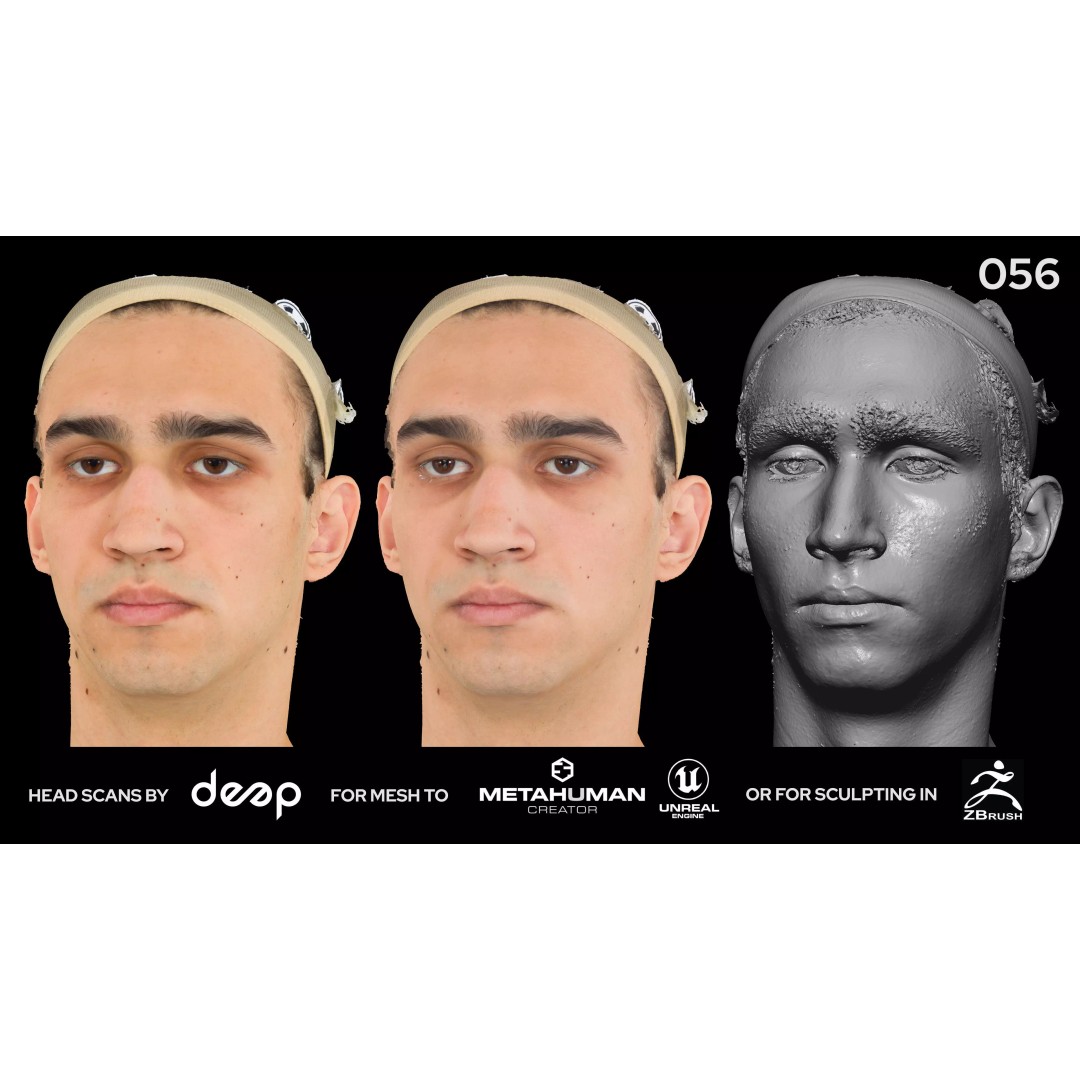 European Male 30s Head Scan 3D Model – High Poly Photogrammetry Asset, FBX - View 3