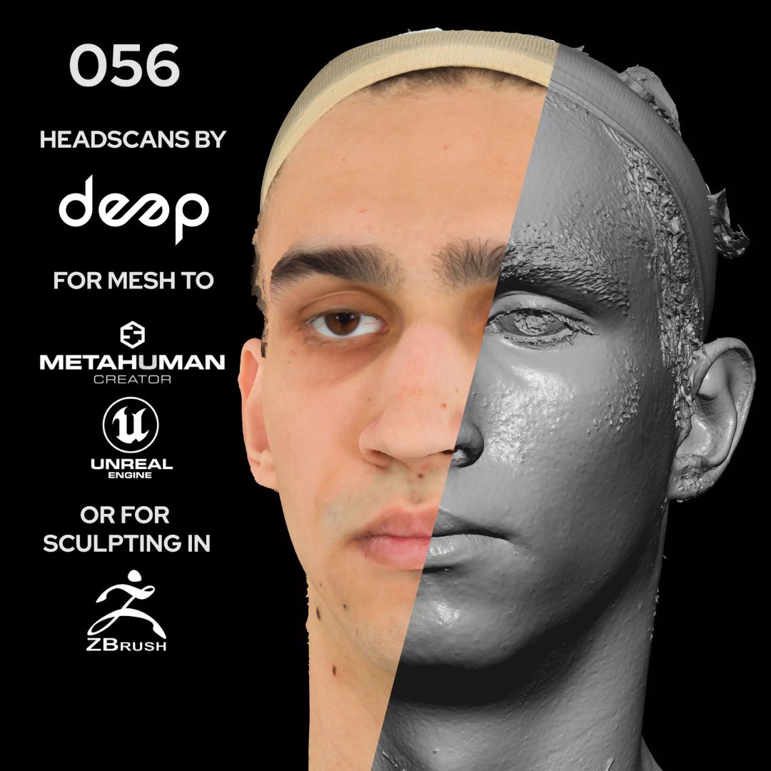 European Male 30s Head Scan 3D Model – High Poly Photogrammetry Asset, FBX - View 9