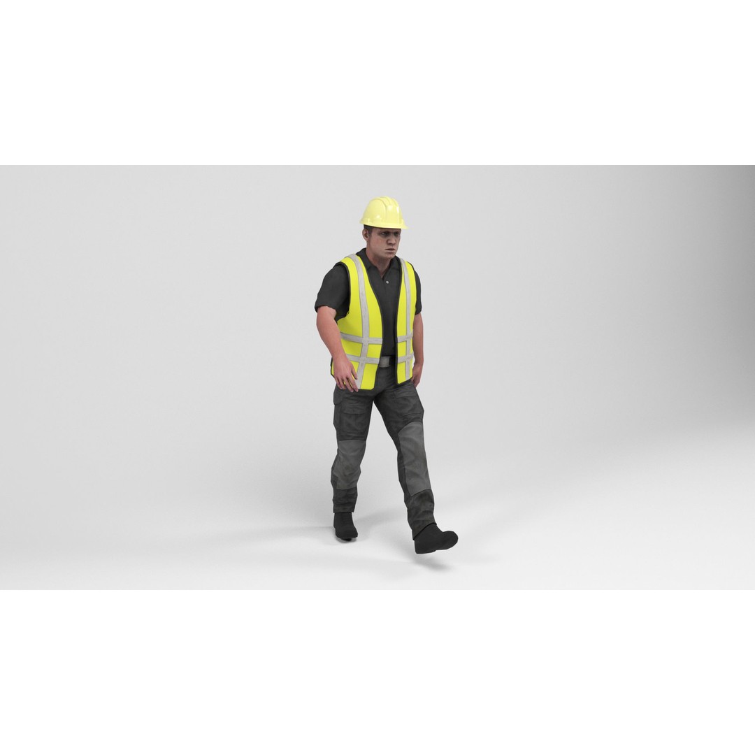 Worker 4 3D Model – Low Poly Rigged Character with Animations, FBX - View 10
