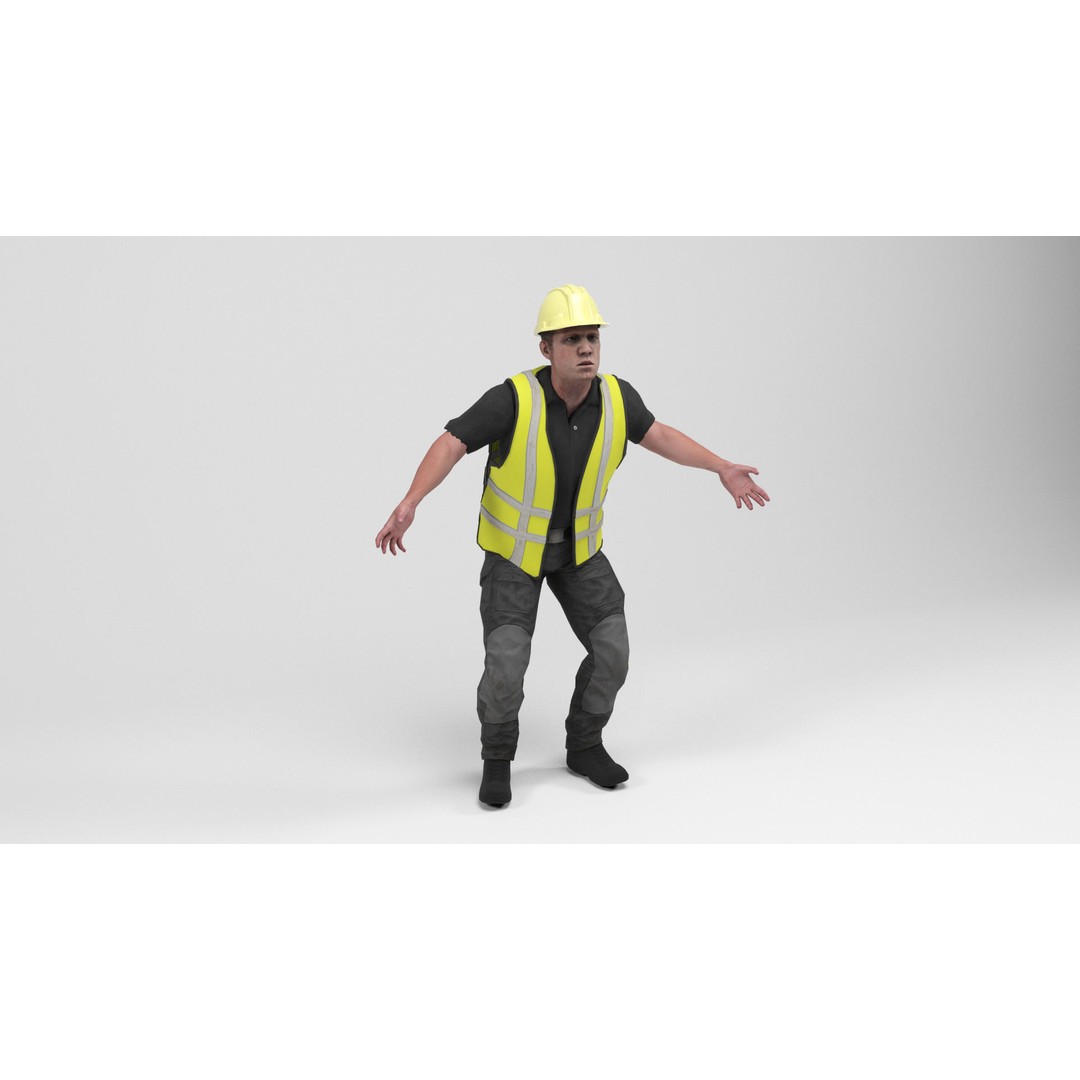 Worker 4 3D Model – Low Poly Rigged Character with Animations, FBX - View 11