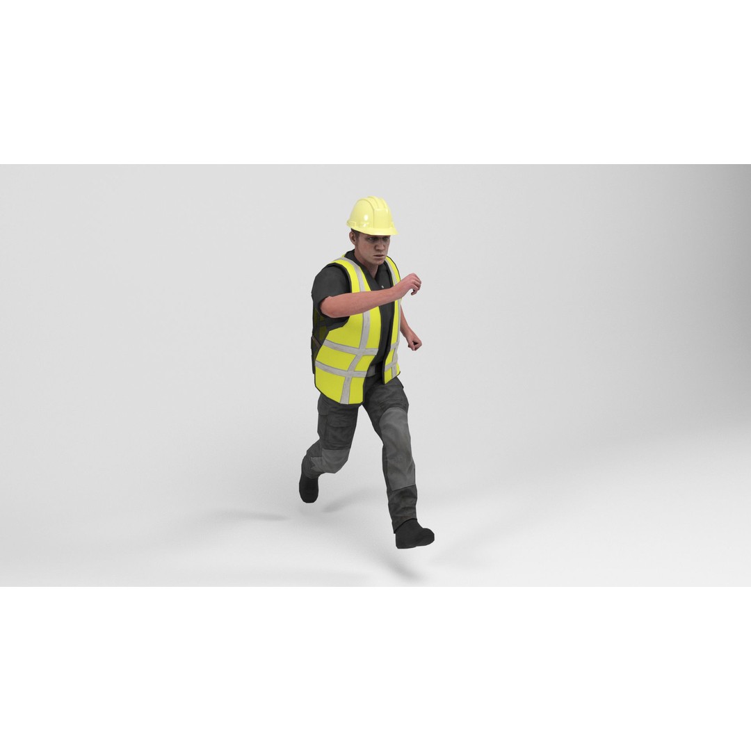 Worker 4 3D Model – Low Poly Rigged Character with Animations, FBX - View 12