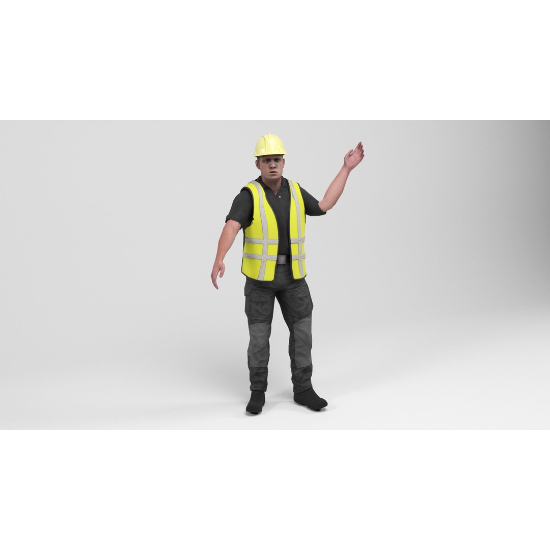 Worker 4 3D Model – Low Poly Rigged Character with Animations, FBX - View 13