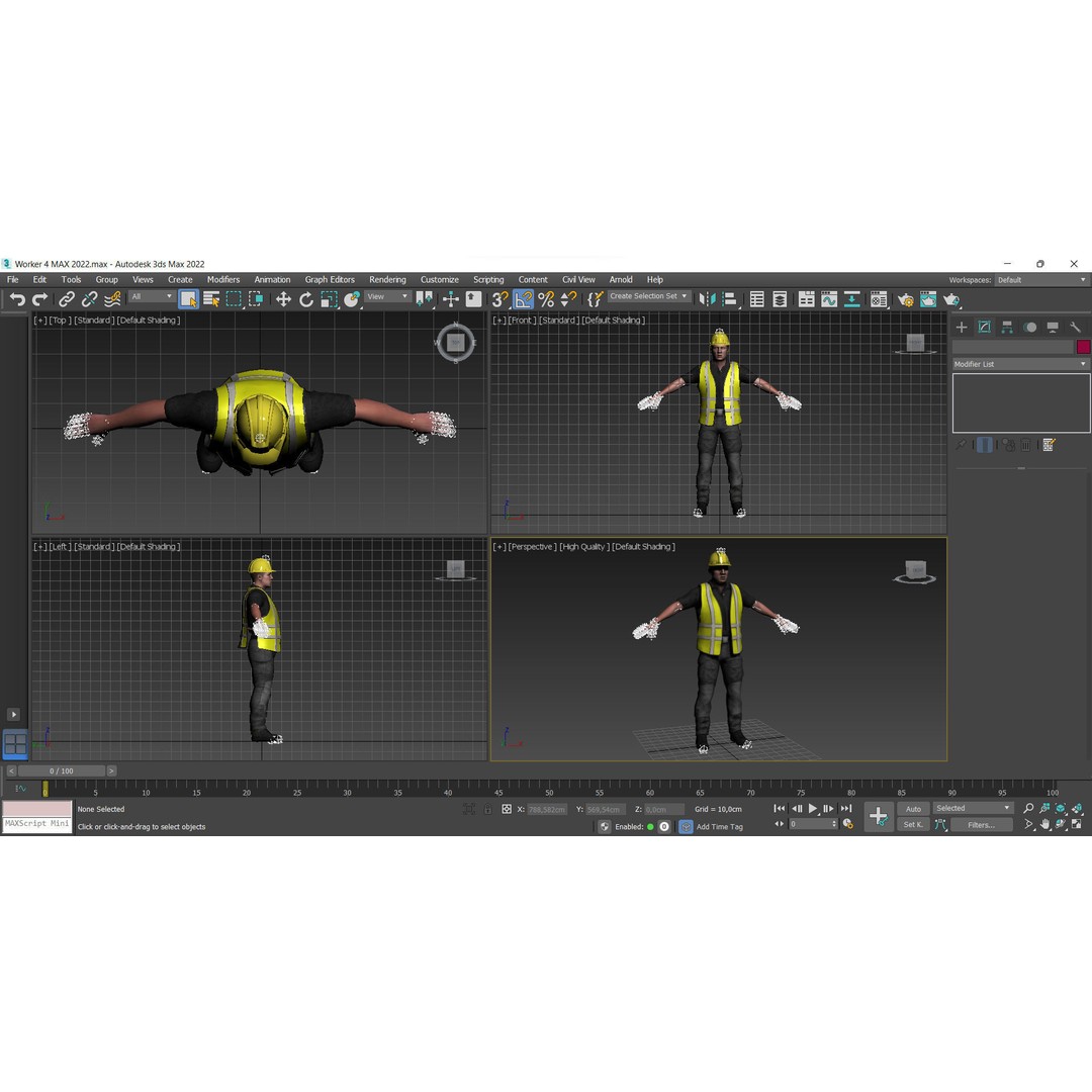 Worker 4 3D Model – Low Poly Rigged Character with Animations, FBX - View 14