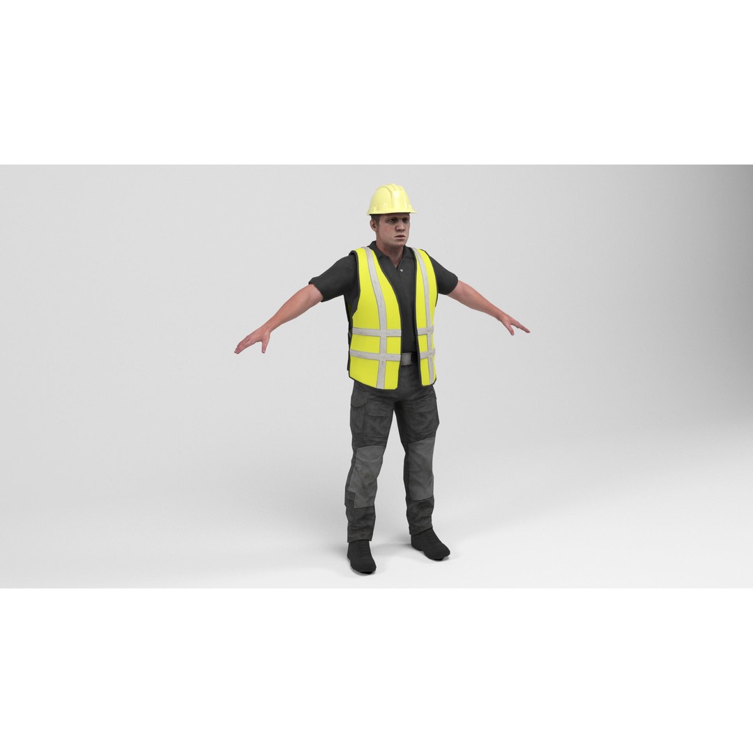 Worker 4 3D Model – Low Poly Rigged Character with Animations, FBX - View 3