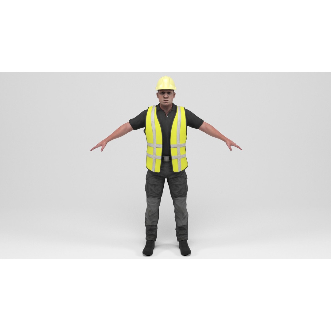 Worker 4 3D Model – Low Poly Rigged Character with Animations, FBX - View 4