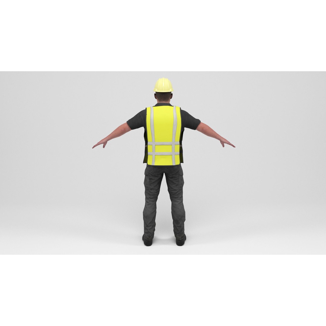 Worker 4 3D Model – Low Poly Rigged Character with Animations, FBX - View 6