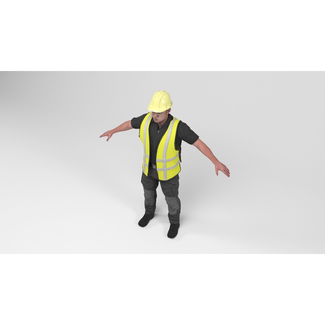Worker 4 3D Model – Low Poly Rigged Character with Animations, FBX - View 7