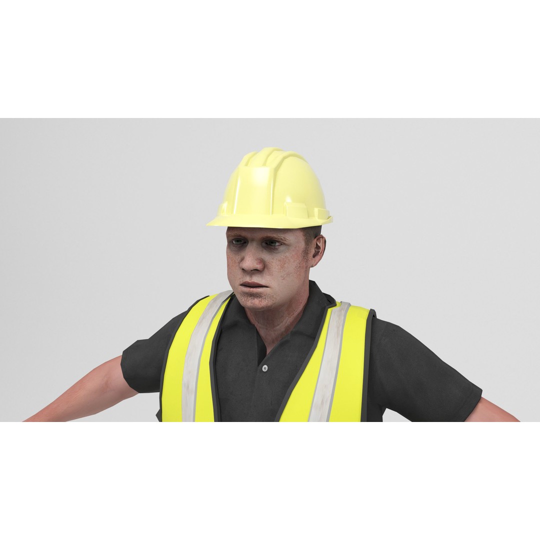 Worker 4 3D Model – Low Poly Rigged Character with Animations, FBX - View 8