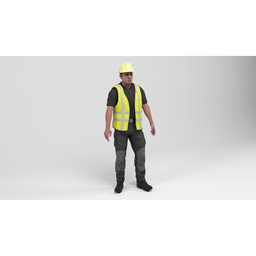 Worker 4 3D Model – Low Poly Rigged Character with Animations, FBX - View 9