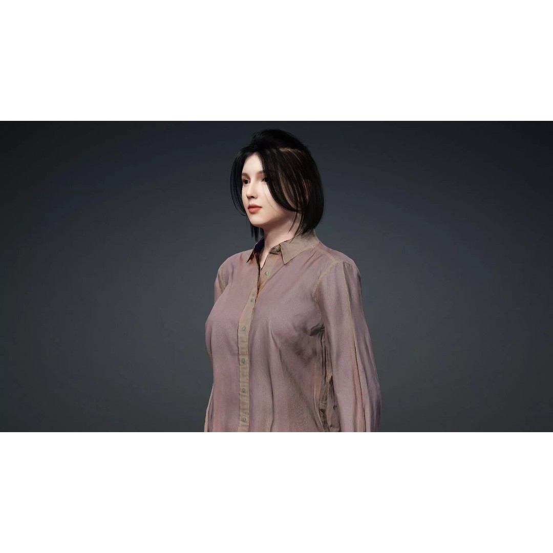 Realistic Asian Woman 3D Model – Rigged Character for Animation, FBX - View 10