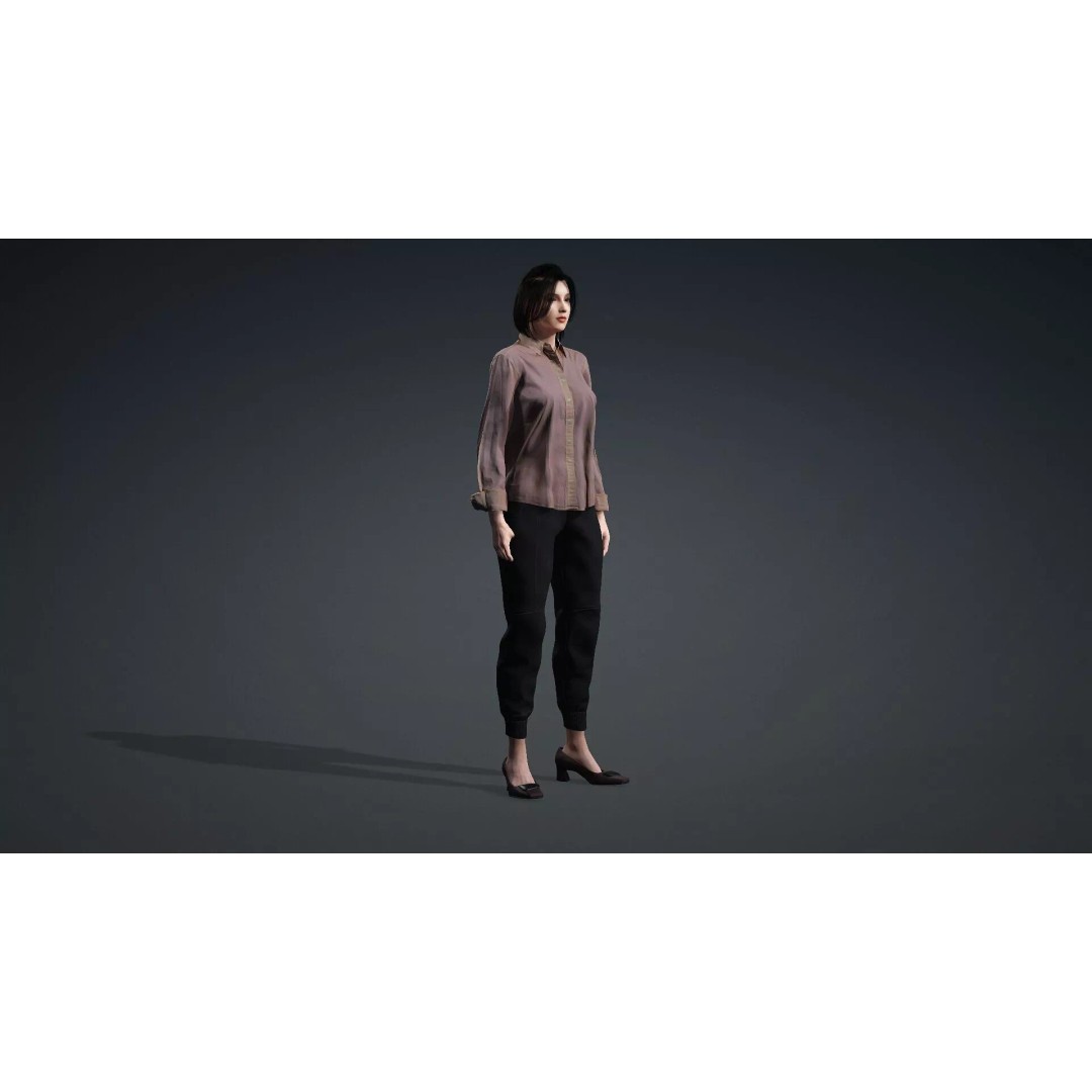 Realistic Asian Woman 3D Model – Rigged Character for Animation, FBX - View 11