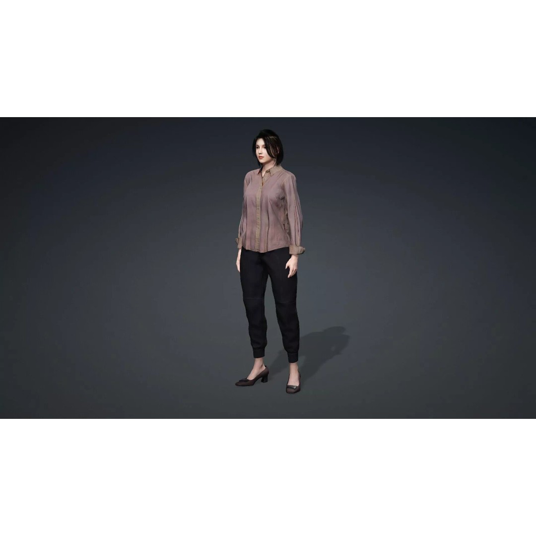 Realistic Asian Woman 3D Model – Rigged Character for Animation, FBX - View 12
