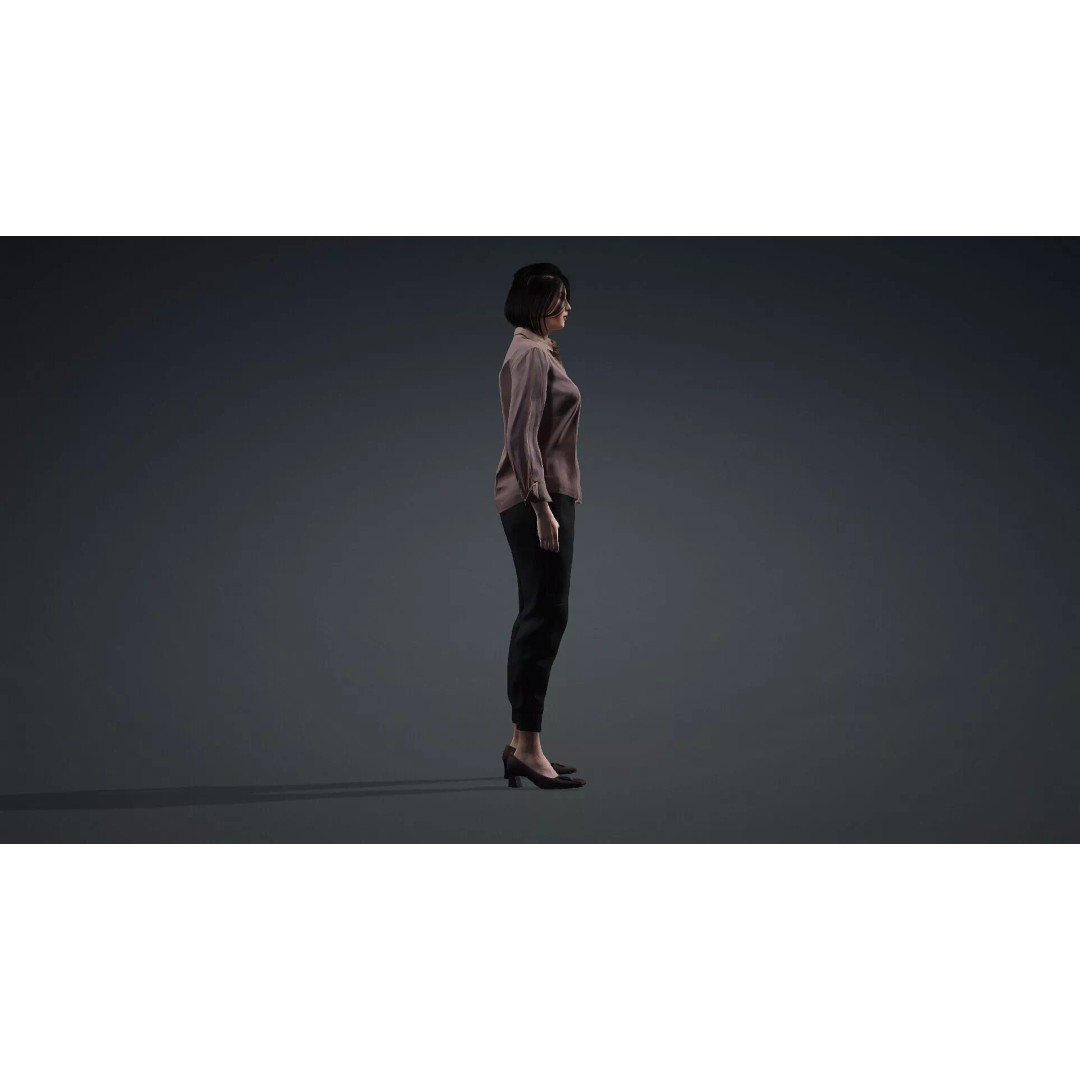 Realistic Asian Woman 3D Model – Rigged Character for Animation, FBX - View 4
