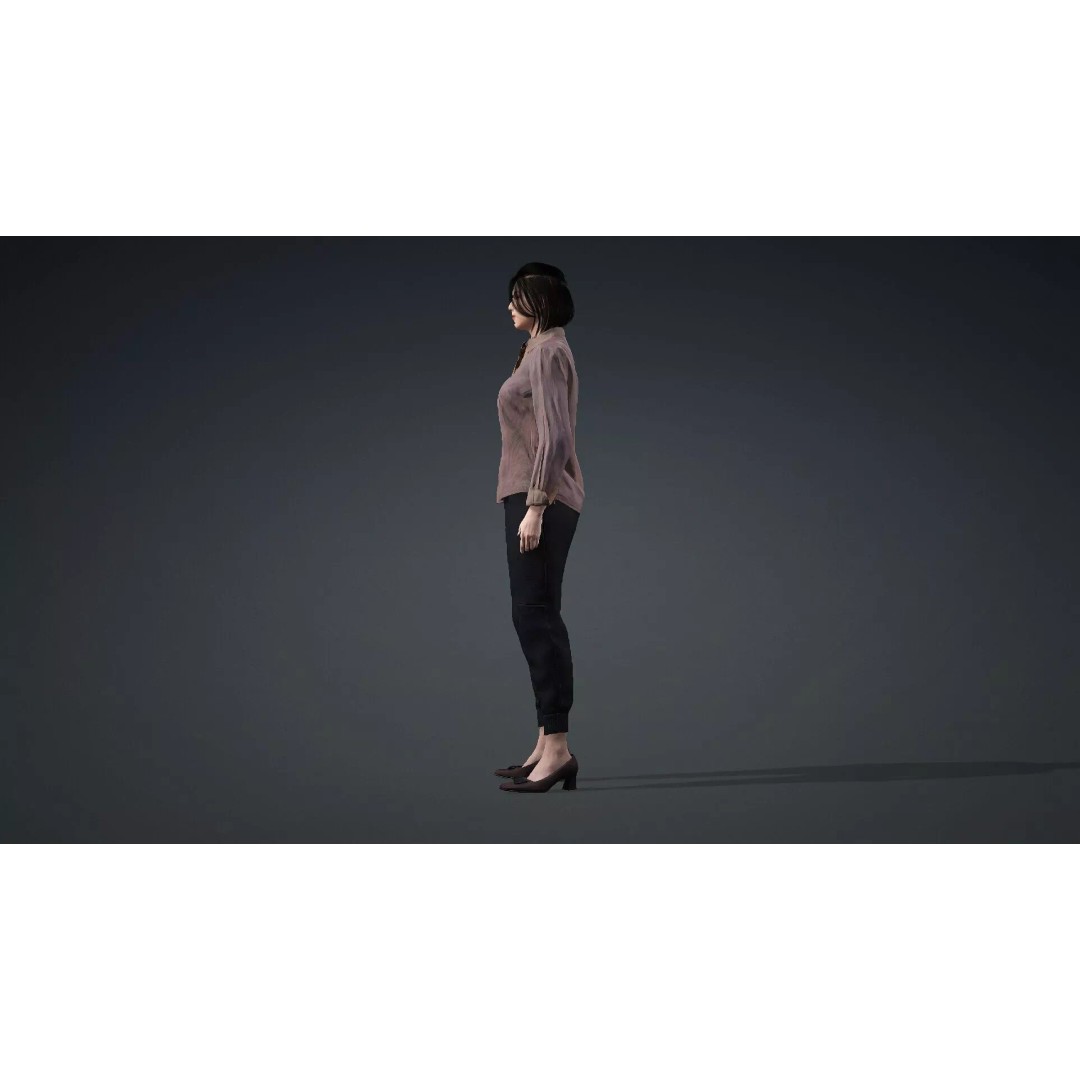 Realistic Asian Woman 3D Model – Rigged Character for Animation, FBX - View 5
