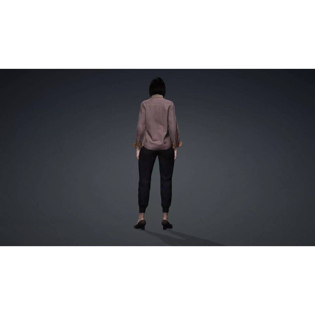 Realistic Asian Woman 3D Model – Rigged Character for Animation, FBX - View 6