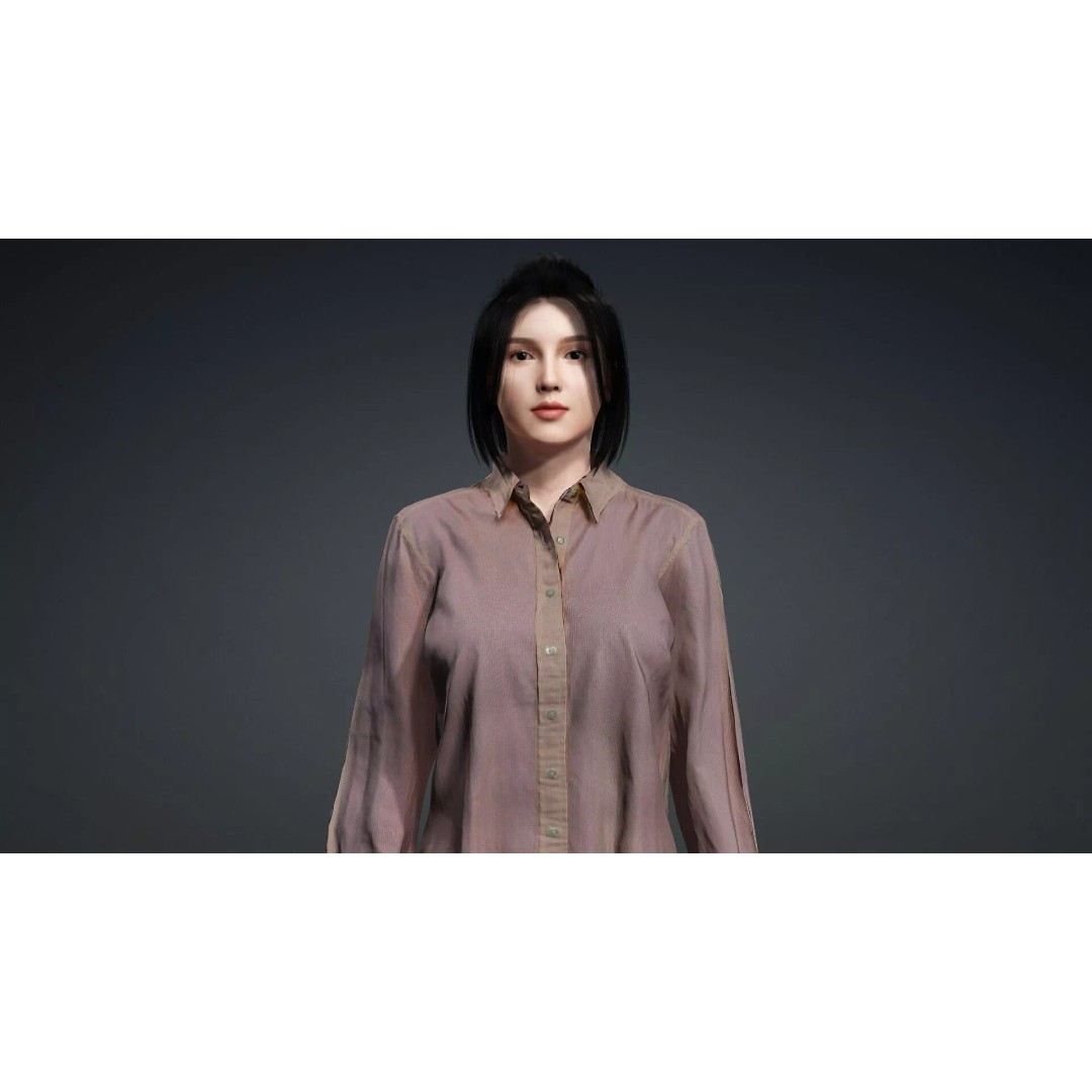 Realistic Asian Woman 3D Model – Rigged Character for Animation, FBX - View 8