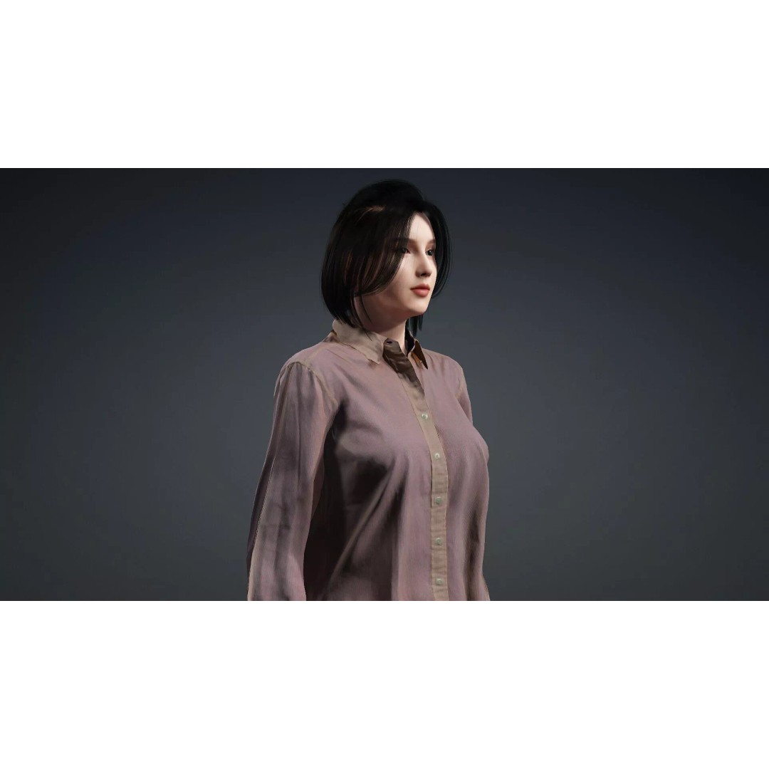 Realistic Asian Woman 3D Model – Rigged Character for Animation, FBX - View 9